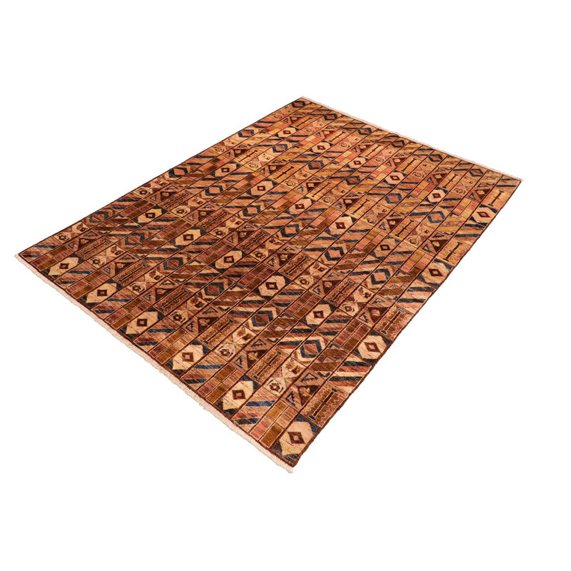 Tapis noir / brun unique de 6 pi x 8 pi 8 po Bagdat
