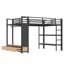 Grand lit mezzanine avec garde-robe, cadre de lit en métal avec tablettes, panneau perforé et tiroirs de rangement, noir-1838679742