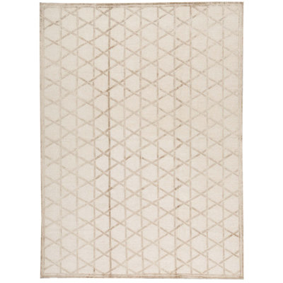 Tapis beige noué à la main de haute qualité