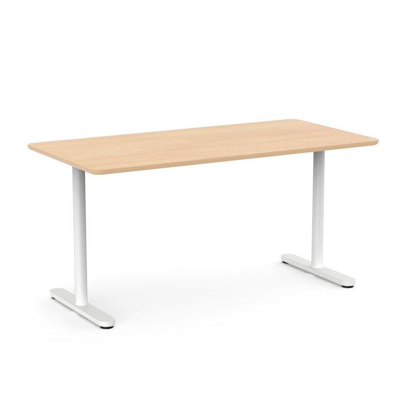 Bureau à hauteur fixe Raise, H 29 po x l 60 po x P 30 po, Blanc / chêne naturel