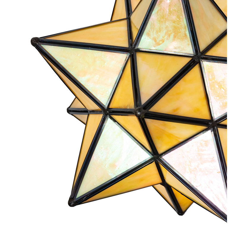 Meyda Tiffany & Stained Glass 1 - Light Pendant, Beige, 17" H x 14" W x 14" D