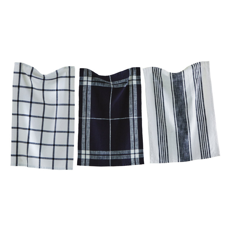 The Holiday Aisle® Classic Dishtowel Set/3 Linen, Black