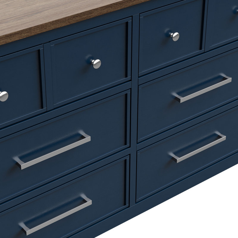 Commode 6 tiroirs Lonegan, Bleu; brun