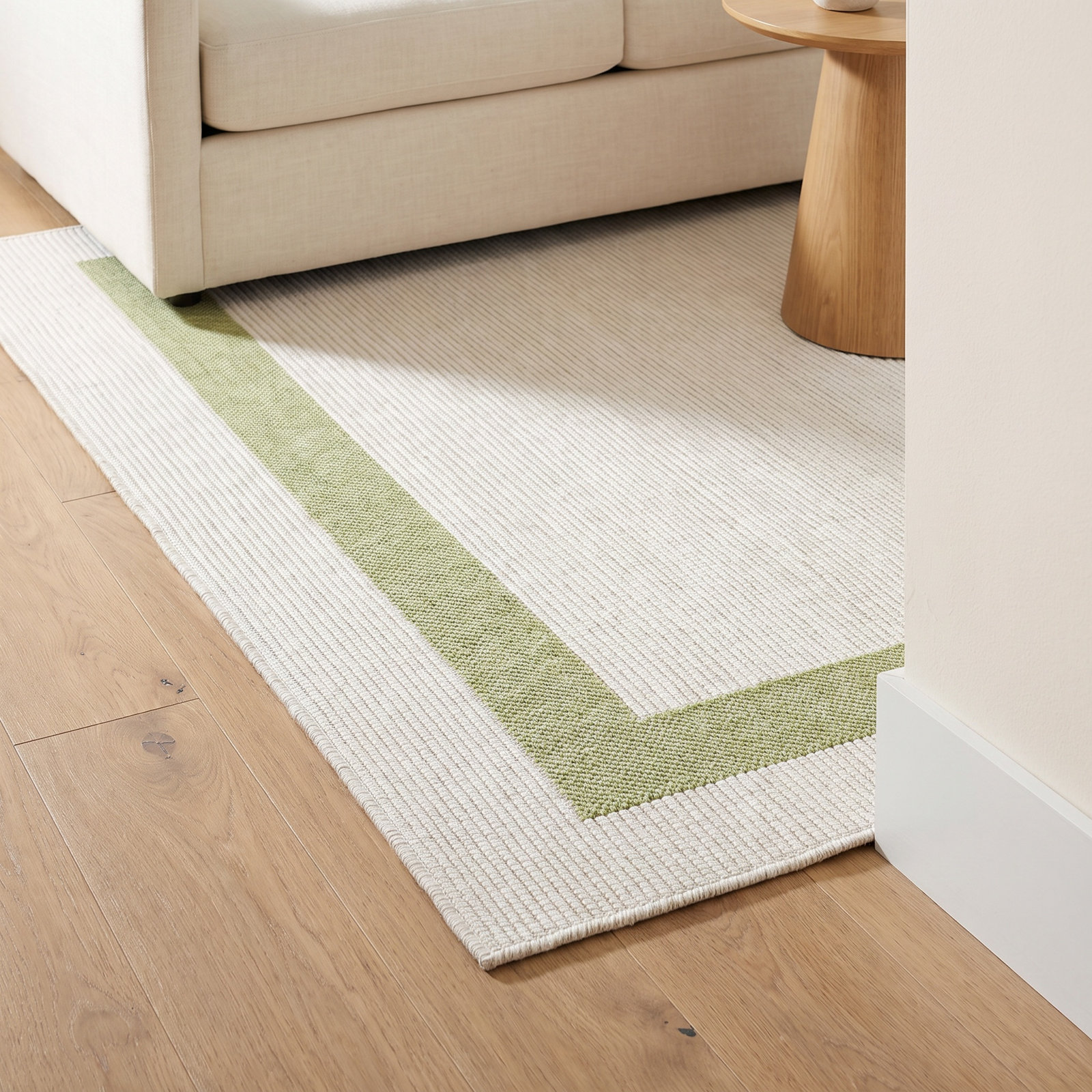 Easton Green Ivory Geometric Outdoor Rug, Rectangle 6'7" x 9'4"