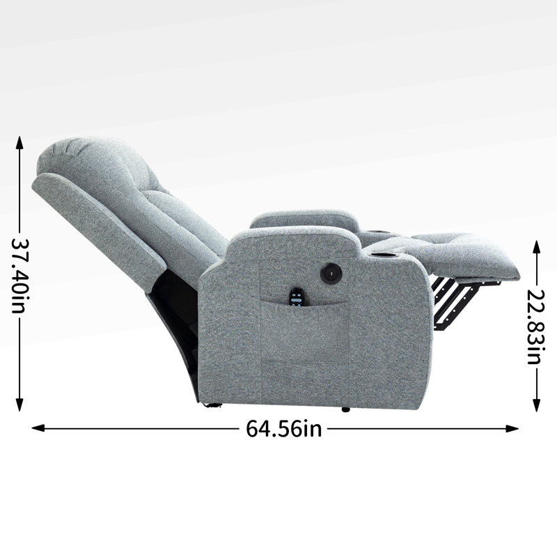 Infinite Position Single Motor Up To 350 Lbs Power Lift Recliner Chair For Elderly, Heavy Duty Motion Mechanism With 8-Point Vibration Massage And Lumbar Heating, Usb Charging Port, Cup Holders