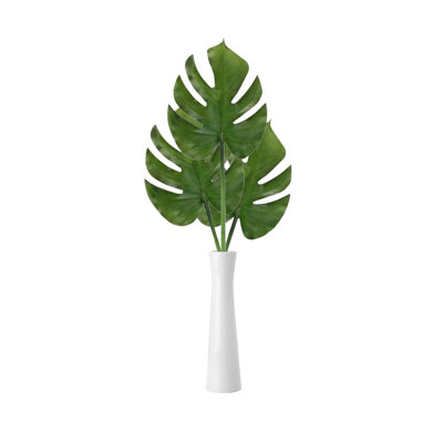 Feuille de Philodendron artificielle à feuilles fendues - 23 po - vert et bourgogne