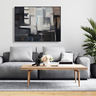 Subtil - Toile abstraite encadrée beige pour la décoration intérieure