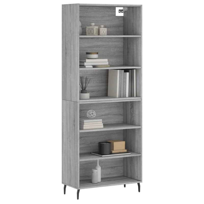 Leaver 180cm H x 69.5cm W Standard Bookcase, Grey Sonoma