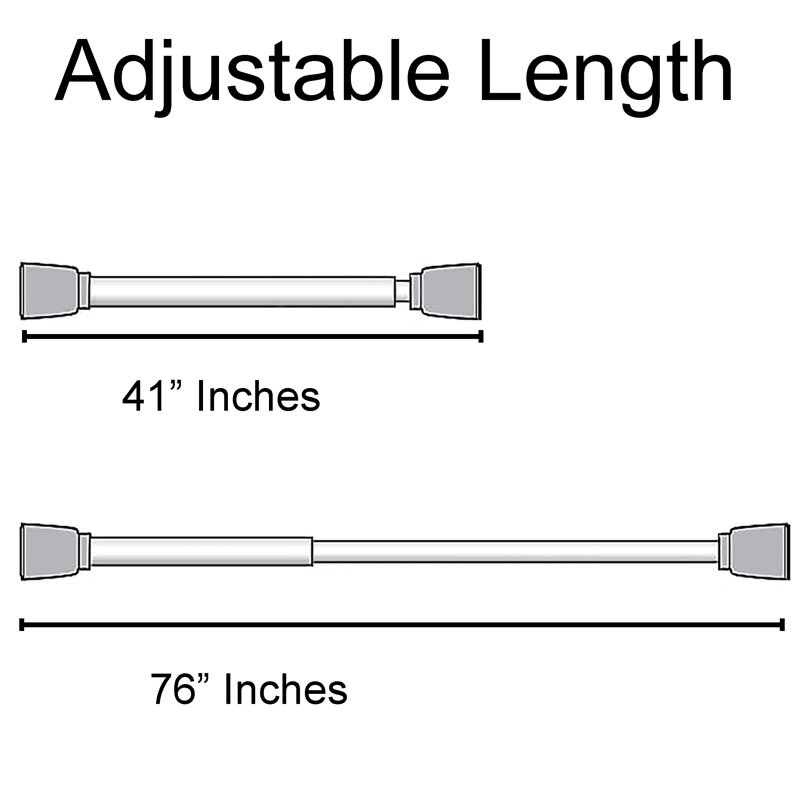 Motohiko Stainless Steel Adjustable Tension Rod, White, 41" - 76"