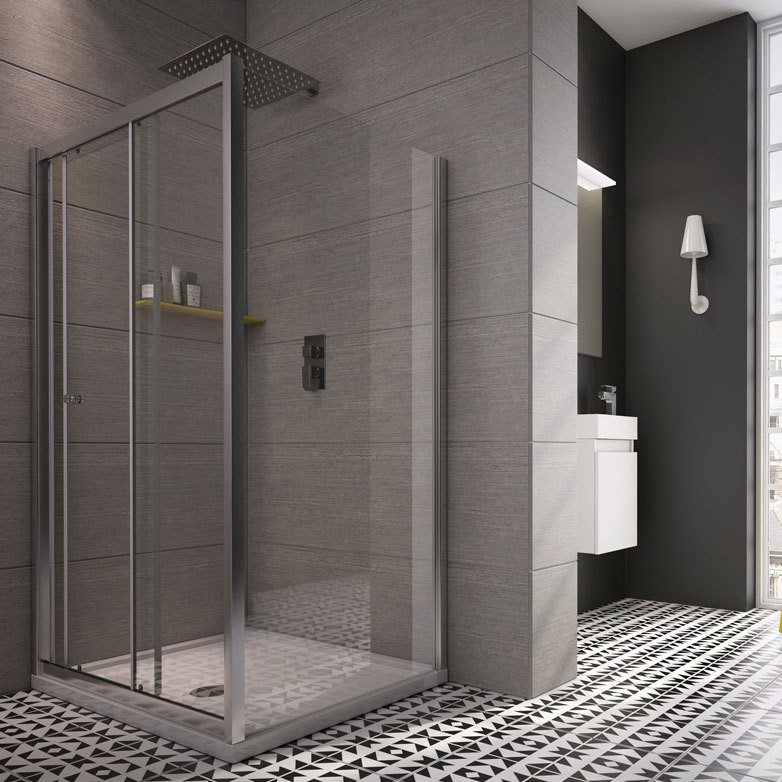 Worcester 900mm W x 1850mm H Framed Fixed Glass Panel with Clear Glass, 185 cm H x 80 cm W