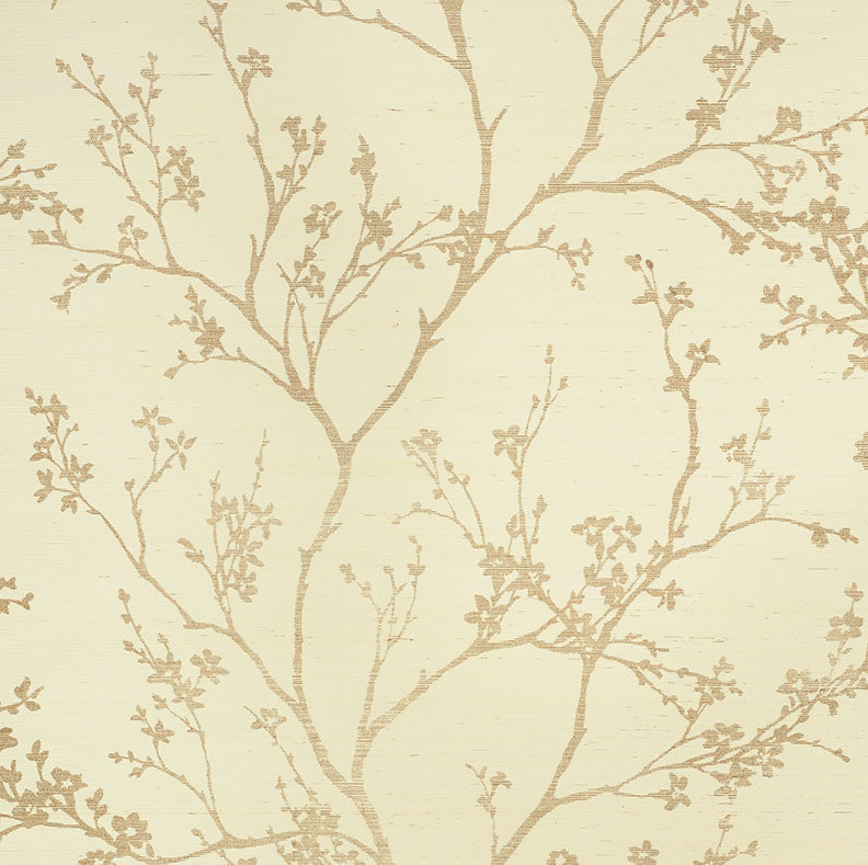 Twiggy Sisal Wallpaper, Gold on Ivory