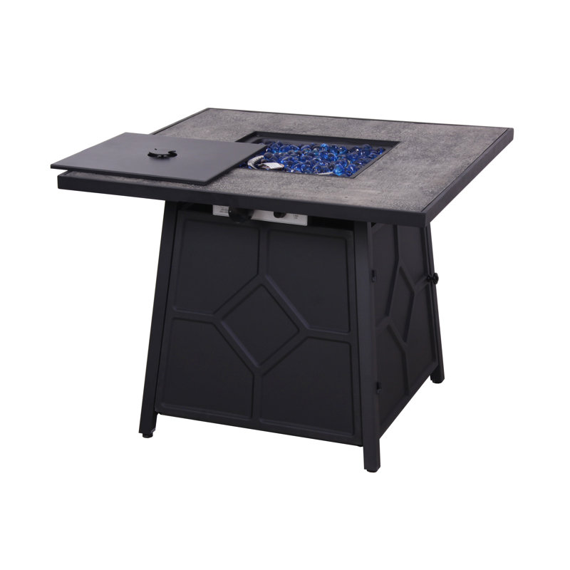 32-Inch Square Stone Gas Fire Pit Table