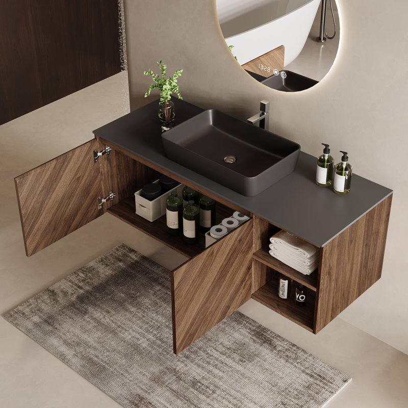 Meuble-lavabo simple 36 po, Bois brun, 48"