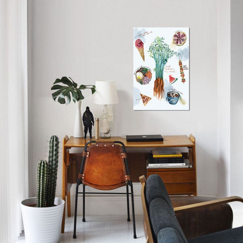 « food sketches i », reproduction d’art sur toile, H 12 po x l 8 po x P 0,75 po, Toile tendue, Pas de tapis