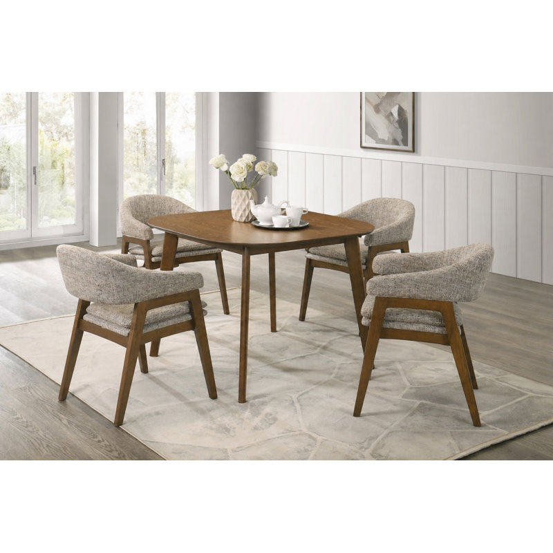 Table de salle à manger carrée en bois avec chaises en noyer 5 pièces Collinsworth