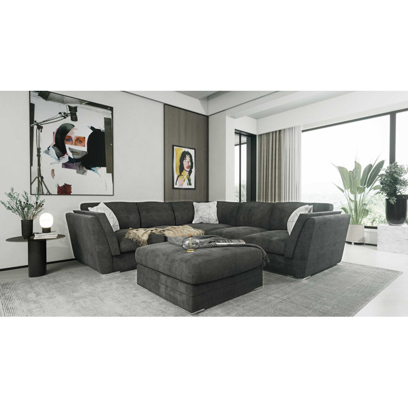 Charlotte 6 Seater Corner Sofa, Dark Grey