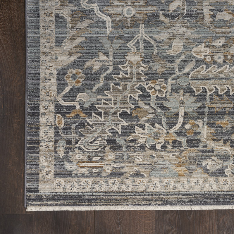 Tapis tissé à la machine Daan - bleu marine / noir / gris, Rectangle 9 pi 10 po x 13 pi 6 po