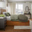 Lit plateforme en bois massif avec pieds de lit et tiroirs de rangement Mission-126306322-96140435