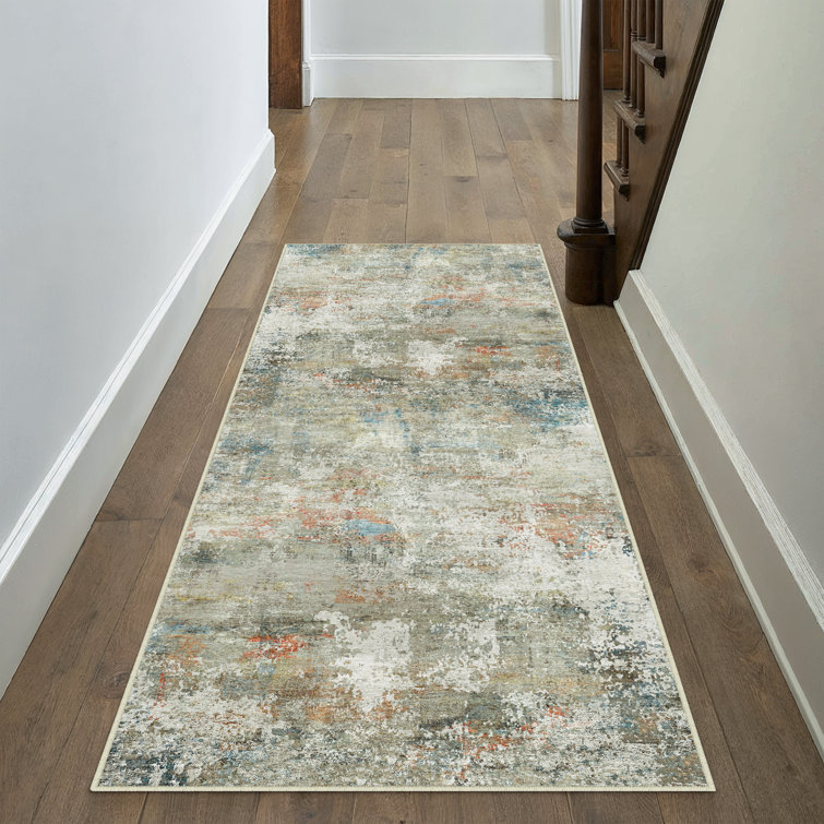 Sarah Modern Abstract Machine Washable Area Rug with Non-Slip Backing