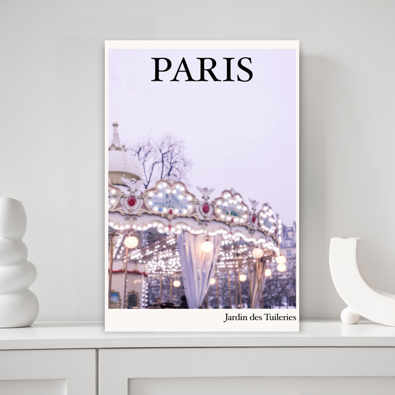 Dreamy Paris Carousel Dreamy Romantic Vintage City Winter Wall Art Print by Talitha McQueen - Print, 45.72cm H x 30.48cm W