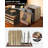 Wood & Metal Now Playing Vinyl Record Stand, 50 Capacity Adjustable LP Storage Holder with Front Display Notch