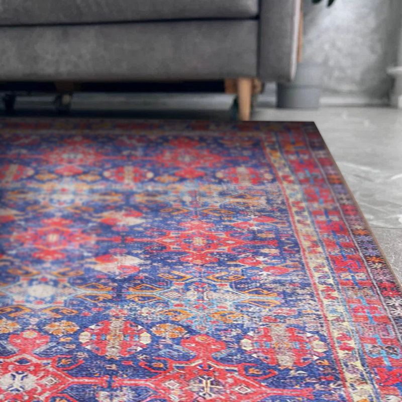 Tapis décoratif coloré à motif rétro Vintage, Rond 5 pi
