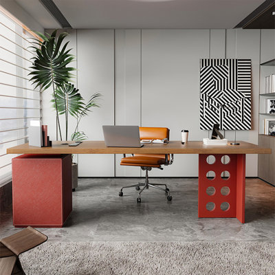 Nut-Brown Rectangular Solid Wood desk