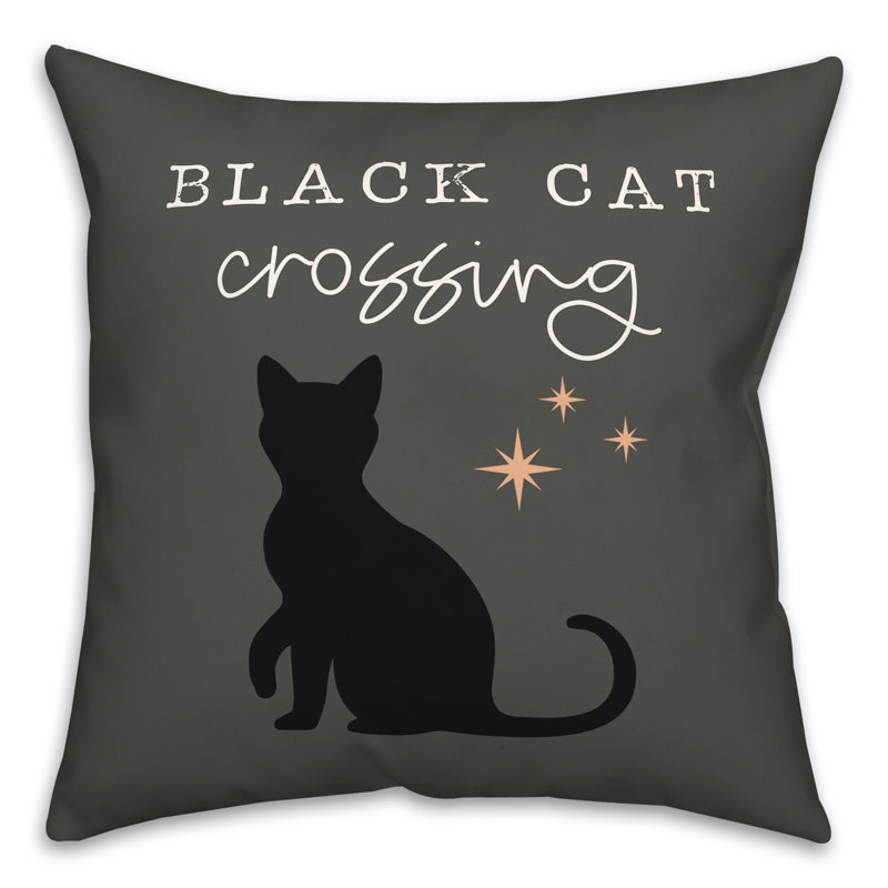  Housse et insert de coussin carré Black Cat Crossing, 18" x 18"