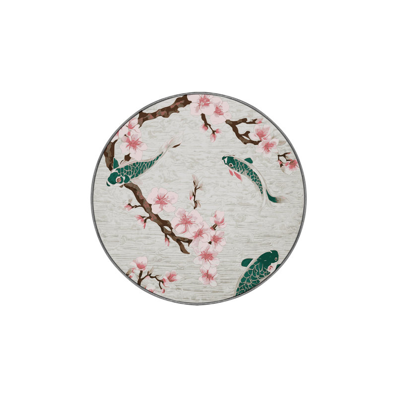 Machine Washable Grey Area Rug, Round 4'