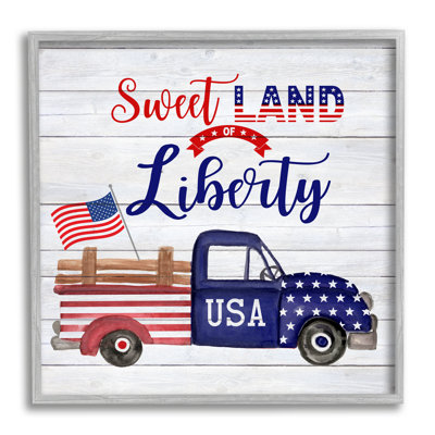 Stupell Industries Country Liberty Phrase Framed Giclee Art Design By Corinne Haig