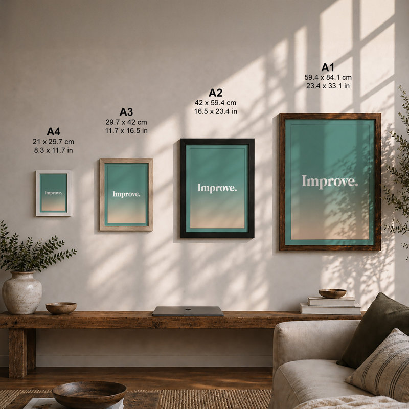 Improve Minimalist - Framed Print, Unframed, A2 - 59.4 x 42.0 cm