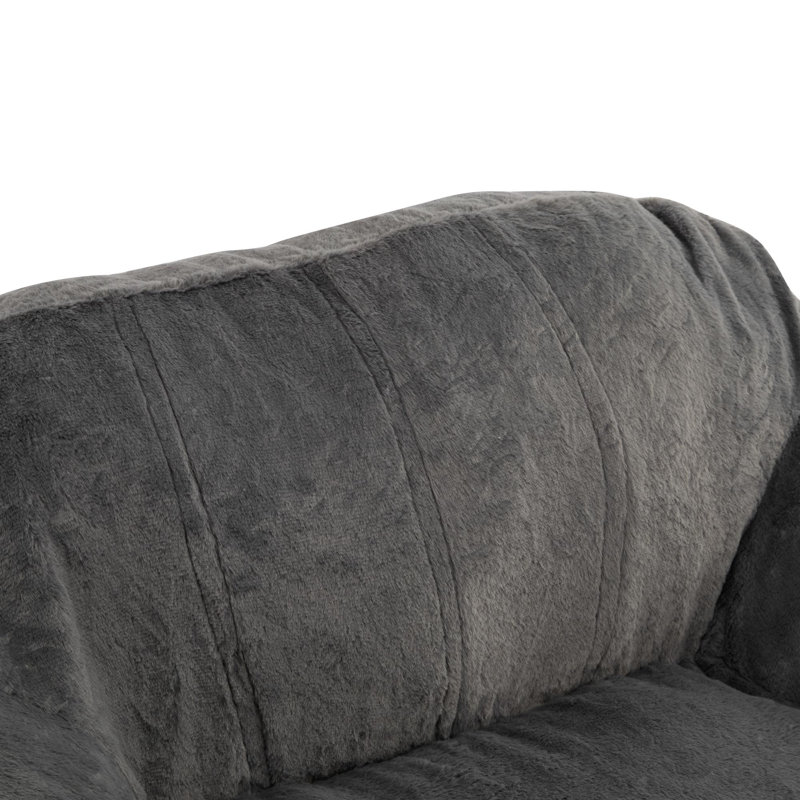 Sezze Indoor Bean Bag Chair, Gray Fabric, 27" H x 48" W x 41" D