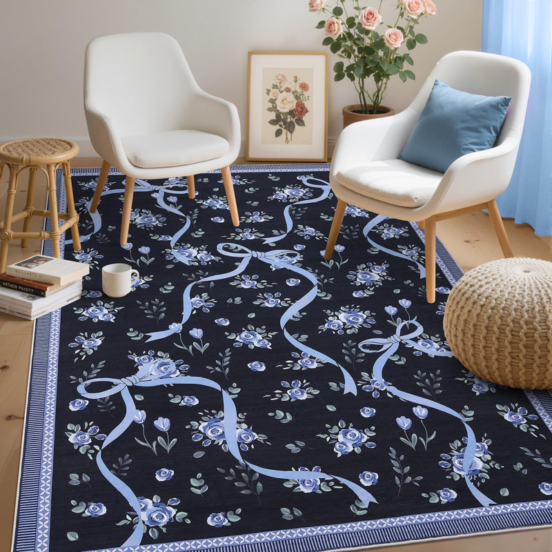 Tapis décoratif lavable, Navy, Rectangle 10' x 13'