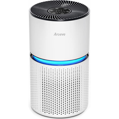 Les purificateurs d'air AROEVE recouvrent jusqu'à 1095 pieds carrés et le filtre à air HEPA élimine 99,9% de la poussière, de la fumée, des poils d'animaux et du pollen pour le bureau et la chambre à coucher, mk03 - blanc