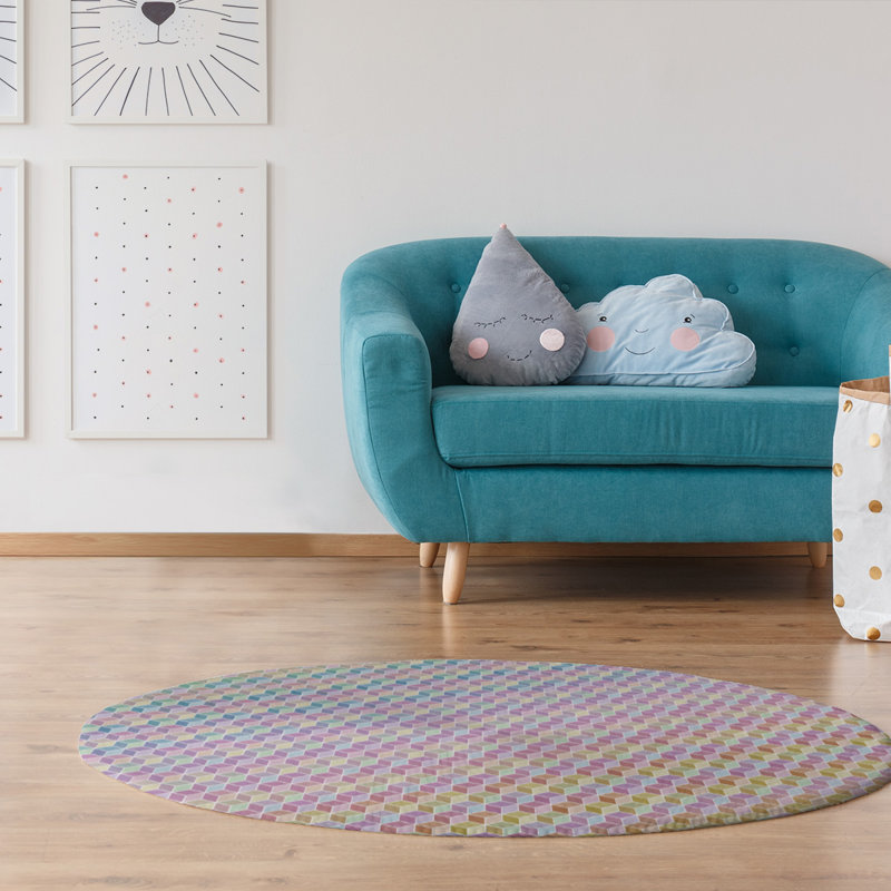Chenille Geometric Indoor Rug, Round 5'