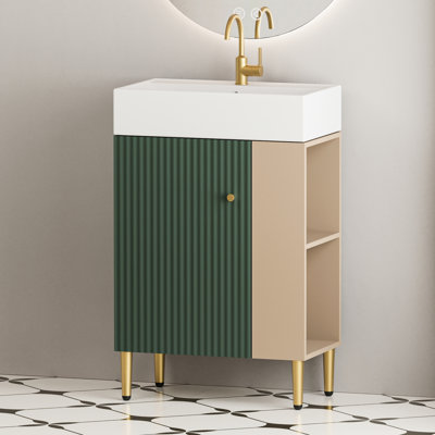 Meuble-lavabo moderne avec lavabo et armoire en céramique 21,6 po 24vb06-21lvr