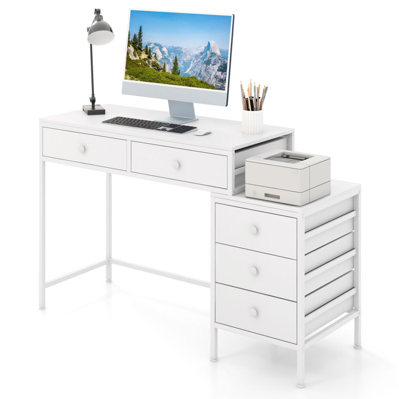 Metal Base Computer Desk, White