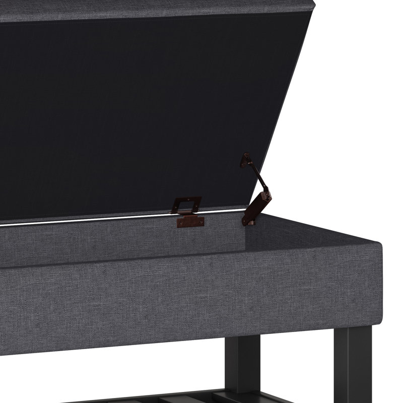 Slate Gray Tufted Wood Rectangular Ottoman Bench with Storage