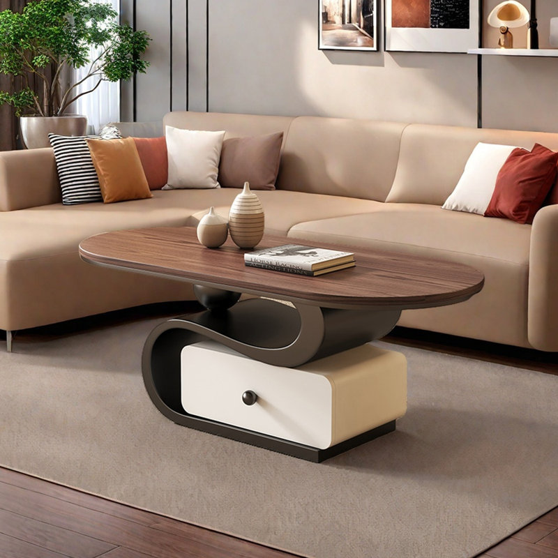 Table basse Simple Style, H 15,74 po x L 39,37 po x l 19,68 po, Noir / blanc