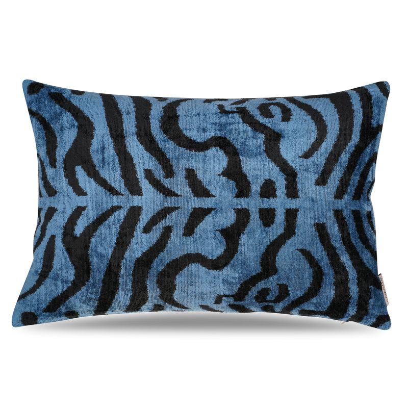 Silk/Velvet Lumbar Rectangular Pillow Cover & Insert, Blue