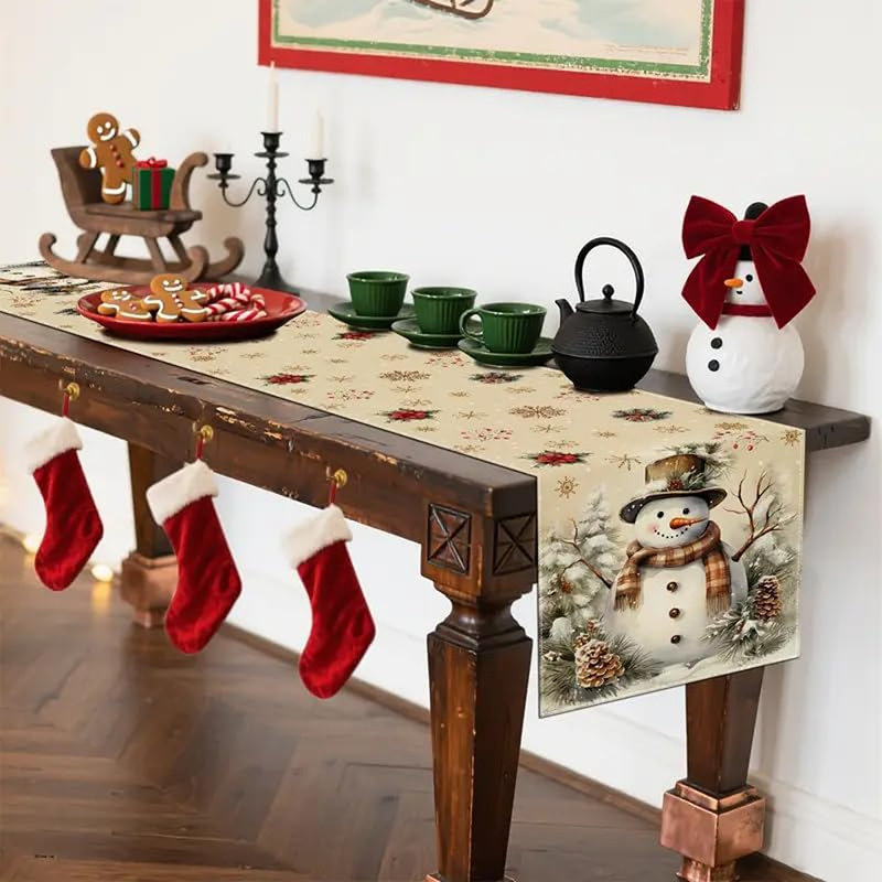 Chemin de table de Noël en forme de flocon de neige en forme de pin pour Noël