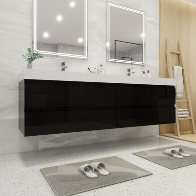 Ensemble de meuble-lavabo double mural 84 po Carnley