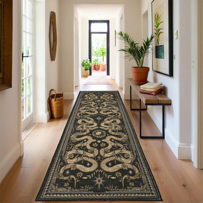 Tapis d'intérieur gris foncé à motif floral champêtre, lavable, 152 x 213 cm (5 x 7 pieds), idéal pour le salon, la chambre ou la salle à manger. Doux, imitation laine à poils courts, pliable, avec envers antidérapant en TPR, résistant aux taches et facile d'entretien.