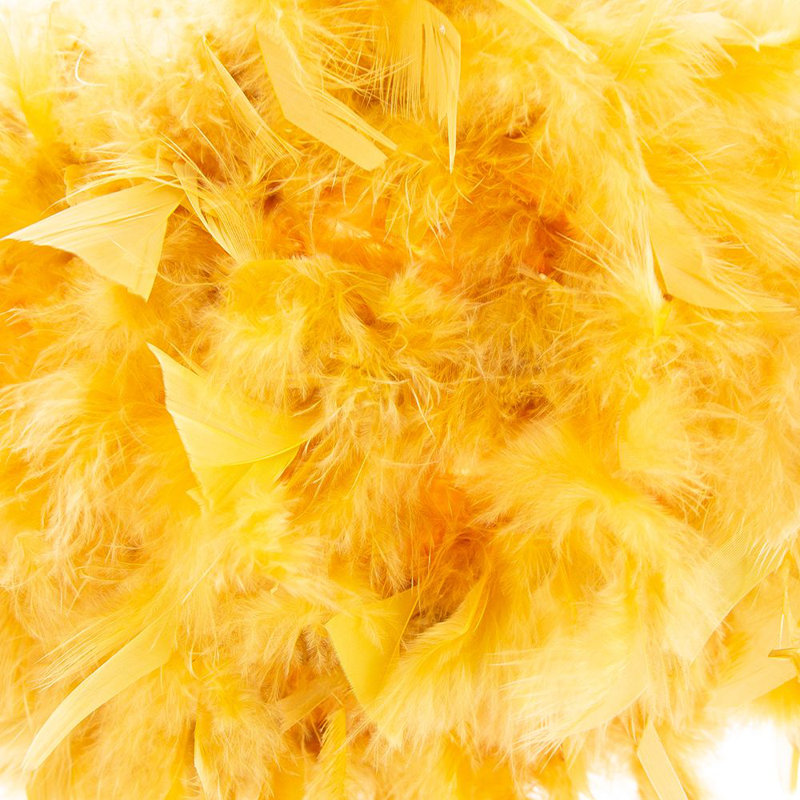 Eye-Catching and Modern Genuine Feather Decorated Pendant Light Shade, 30cm H x 40cm W x 40cm D, Ochre