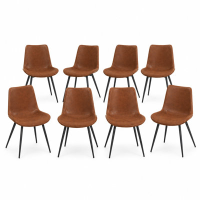 8 chaises de salle à manger rembourrées avec pieds fuselés en acier au carbone 8 pièces