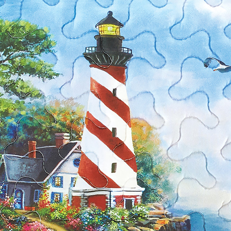 Coastal Lighthouse Scene Polyester Standard Pillow Sham Set