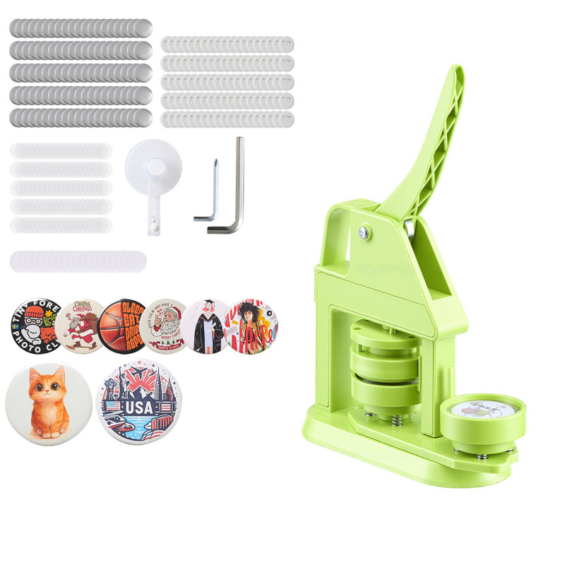 Machine à boutons, 2,28 po, broches en plastique avec 100 pièces de boutons, livre de magie Mr. Panda, coupe-cercle et clés hexagonales, poignée ergonomique renforcée, pour badges de bricolage, épingles personnalisées