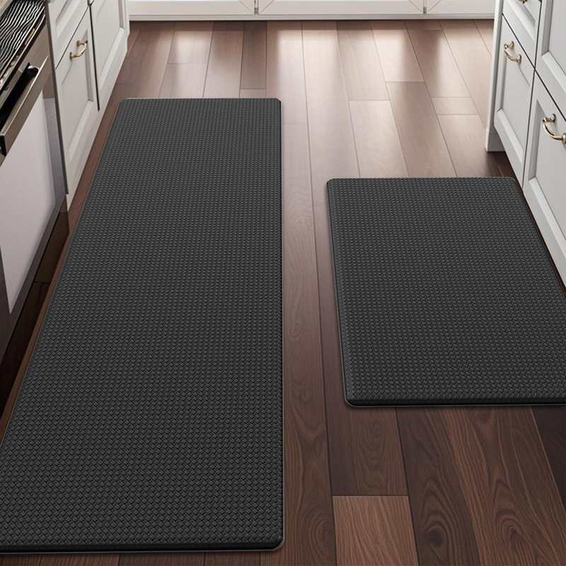 Kitchen Mats Cushioned Anti Fatigue,Comfort Memory Foam Runner Rug, 43cm x 74cm + 43cm x 150cm, Black