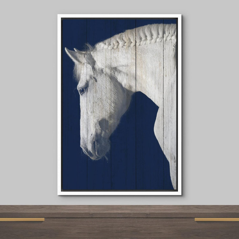 Chevaux qui courent, panneau rétro avec effet de bois, étalon blanc, animaux, art numérique, ferme rustique, faune