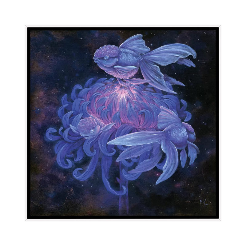 Goldfish Moon 1 Piece Painting on Canvas, 66.04 cm H x 66.04 cm W, White Framed